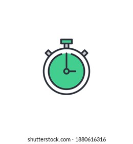 Icono de línea de color de línea de tiempo y reloj en fondo blanco - eps de ilustración vectorial10