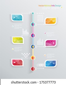 Time Line Design Template With Paper Tags. Idea To Display Information, Steps For Industrial Factory, Ranking And Statistics. 