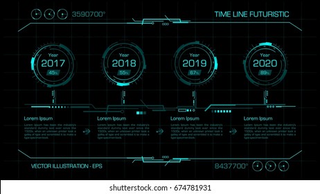 Time line futuristic. Hud interface, info graphic. Vector illustration.
