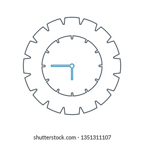 Time line Icon with Clock and gear symbol.
