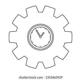 Time line Icon with Clock and gear symbol.