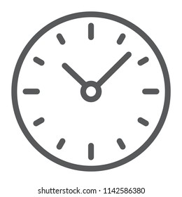 Time line icon, clock and minute, hour sign, vector graphics, a linear pattern on a white background, eps 10.