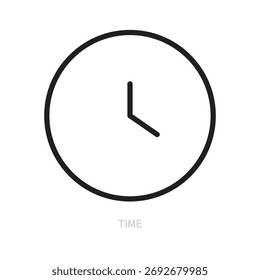 Icono de línea de tiempo. Símbolo del reloj, signo. Tiempo, temporizador, alarma, reloj, concepto de hora. Aislado en un fondo blanco. Trazo editable. Diseño plano. Ilustración vectorial.