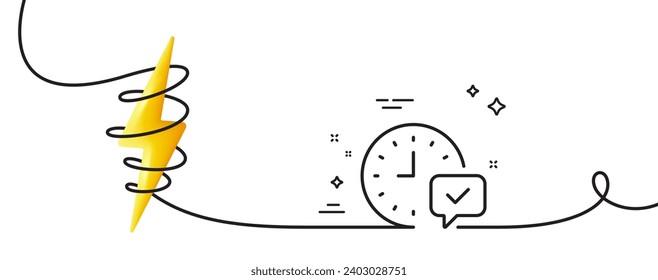 Time line icon. Continuous one line with curl. Select alarm sign. Select alarm single outline ribbon. Loop curve with energy. Vector