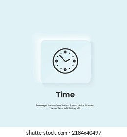 Icono de línea de tiempo, botón Estilo neumórfico. Diseño del icono de la interfaz de usuario del vector.  Neumorfismo.  Icono de línea de vector para negocios y publicidad