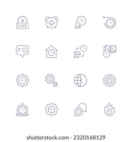 Time line icon set. Editable stroke. Thin line icon. Containing time, time is money, management, zone.
