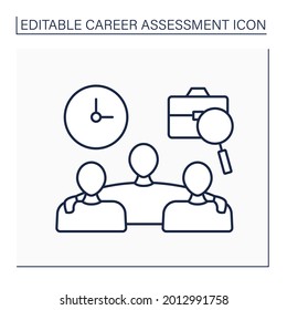 Time line icon. Team building. Spent time with colleagues. Friendly atmosphere at work. Relationships between employees. Career assessment concept. Isolated vector illustration. Editable stroke
