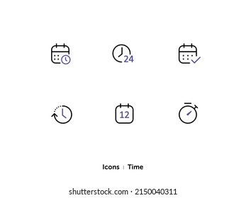 Iconos de línea de tiempo establecidos. Ilustraciones vectoriales