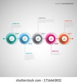 Time line info graphic with abstract colorful design circles