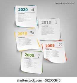 Time line info graphic with abstract note paper template