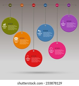 Time line info graphic colored round design template