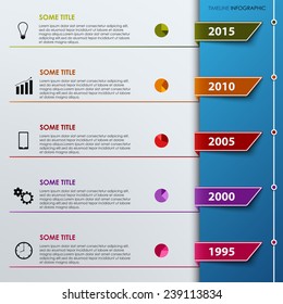 Time line info graphic with colored tabs template