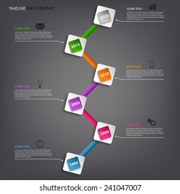 Time line info graphic colored square element template