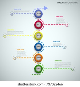 Time line info graphic with colored gears above each other