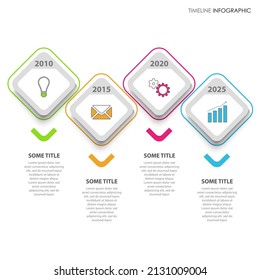 Time line info graphic with colorful design squares