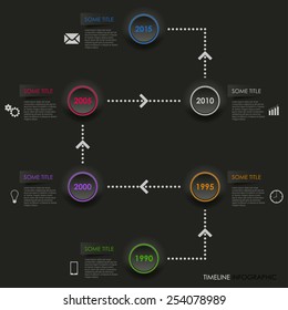 Time line info graphic dark round element template