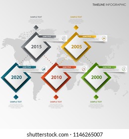 Time line info graphic with design element cubes