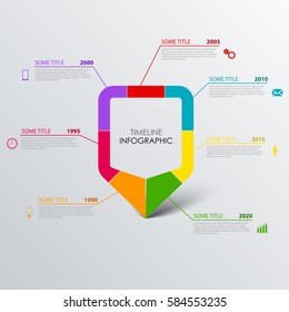 Time line info graphic with design colored pointer template