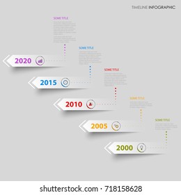 Time line info graphic with design directional arrows