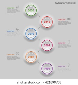 Time line info graphic with gradient colored circles template