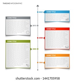 Time line info graphic with rectangular colorful design labels