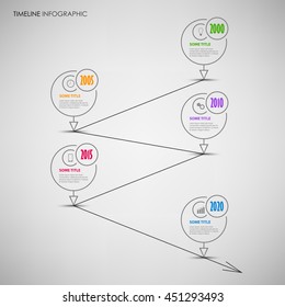 Time line info graphic with thin line rounds pointer