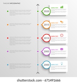 Time line info graphic with white labels above each other