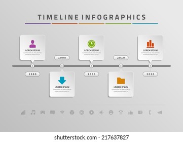 Time line infographic and icons vector design template.  For web design, time line and work flow layout.