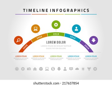 Time Line Infographic And Icons Vector Design Template.  For Web Design, Time Line And Work Flow Layout.