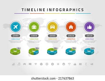Time line infographic and icons vector design template.  For web design, time line and work flow layout.