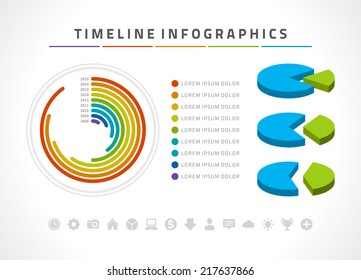 Time line infographic and icons vector design template.  For web design, time line and work flow layout.