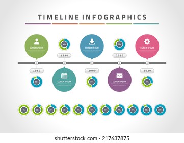 Time Line Infographic And Icons Vector Design Template.  For Web Design, Time Line And Work Flow Layout.