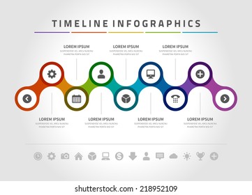Time line infographic and icons vector design template. For web design, time line and work flow layout. 