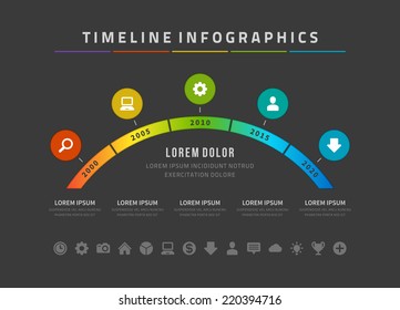 Time line infographic and icons vector design template. For web design, time line and work flow layout. 