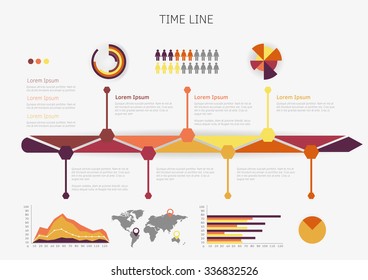 Time line infographic. Vector illustration symbols set.