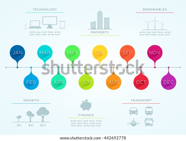 Time Line
January To December Vector
Infographic