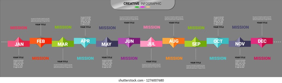 Time line, Timeline business for 12 months, 1 year, Timeline infographics design vector and Presentation business can be used for Business concept with 12 options, steps or processes.
