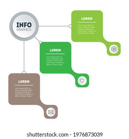 Time line of trends. Green Business concept with 3 options, parts, steps or three processes. Timeline or infographics of development and growth of the eco business.