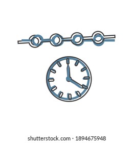 Time line vector icon on cartoon style on cartoon style on white isolated background.