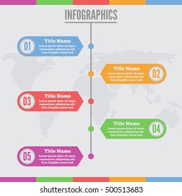 Time line vector info graphic. World map