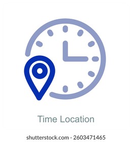 Time Location and clock icon concept