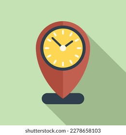 Time location control icon flat vector. Work clock. School team