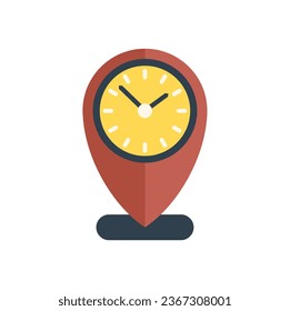 Time location control icon flat vector. Work clock. School team isolated