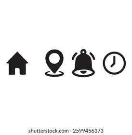Time ,location ,date  , address icon set