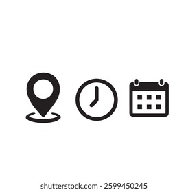 Time ,location ,date icon set