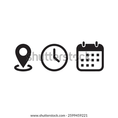 Time ,location ,date icon set