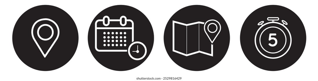 Time and Location icon set. Time,location vector illustration icons