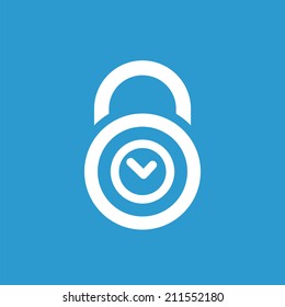 time lock icon, isolated, white on the blue background. Exclusive Symbols 