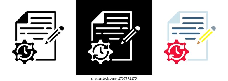 Time Log Icon Of Glyph Style vector
