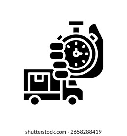 Ilustración vectorial de glifo de icono logístico de tiempo